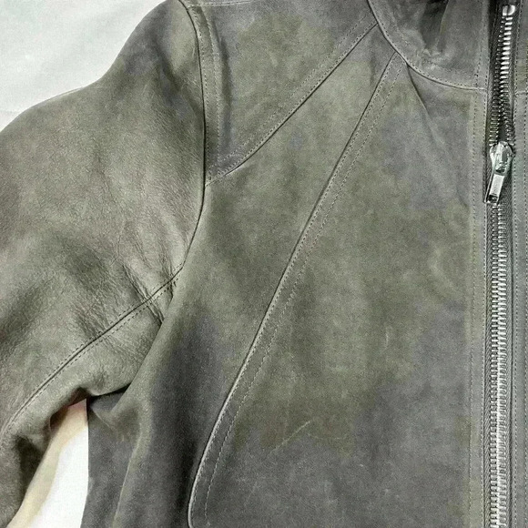RICK OWENS Men Zipped Calf Leather Jacket in Dark Dust Size 38US - Picture 7 of 16